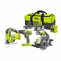 Ryobi R18DDJSCSP-242S 18V aku 3-dielna kombo sada (1x2.0 a 1x4.0Ah)