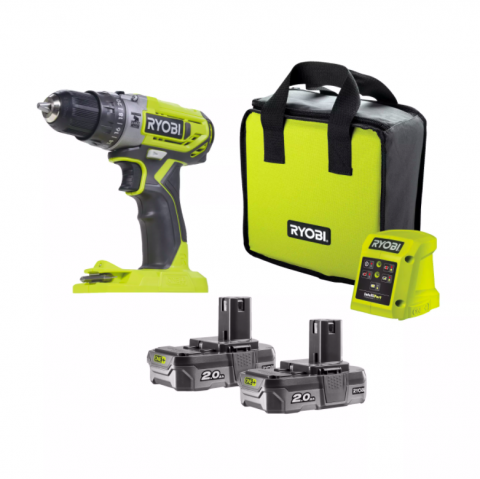 Ryobi R18PD2-220S 18V príklepová aku vŕtačka (2x2.0Ah)