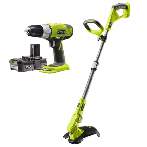 Ryobi RLT1832CD3HS 18V aku strunová kosačka, šírka záberu 25/30cm (1x2.0Ah) + vŕtací skrutkovač ONE+ (1x2.0Ah)