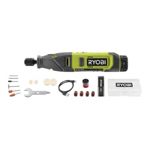 Ryobi RRT4-120GA15 4V Akumulátorová priama brúska USB Lithium + 15ks príslušenstvo