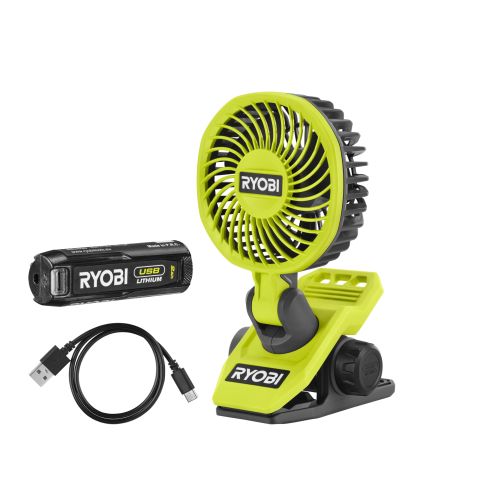 Ryobi RCF4-120G 4V Akumulátorový ventilátor s klipsom USB Lithium (1x 2,0Ah)