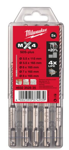 MILWAUKEE Sada vrtákov do betónu MX4 O 5,5/115 ;O 5,5;6,7,8/165 5 ks