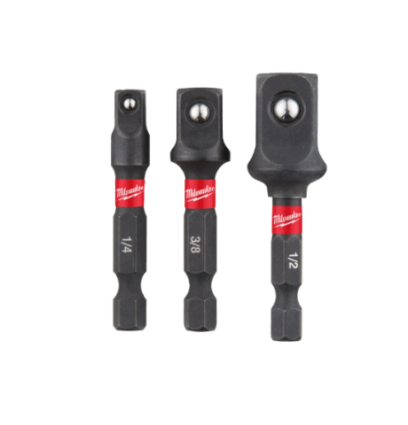 MILWAUKEE Sada adaptérov SHOCKWAVE™ z 1/4"HEX na 1/4", 3/8", 1/2" 4-hran