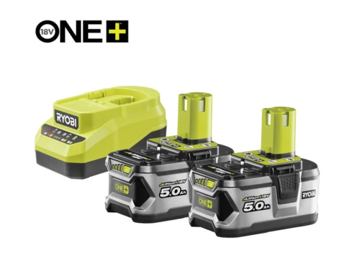 RYOBI 18V ONE+™ Lithium+™ sada akumulátorov 2 x 5,0 Ah s nabíjačkou 2,0 A RC18120A-250