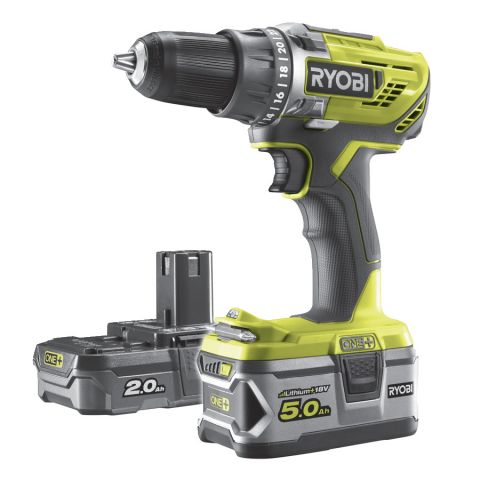 Ryobi R18DD3-252S 18V aku vŕtací skrutkovač (5.0Ah a 2.0Ah)